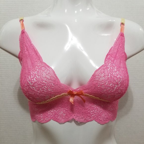 Cosmopolitan bralette Medium unlined floral lace bow swiss polka dot lolita - Picture 1 of 13